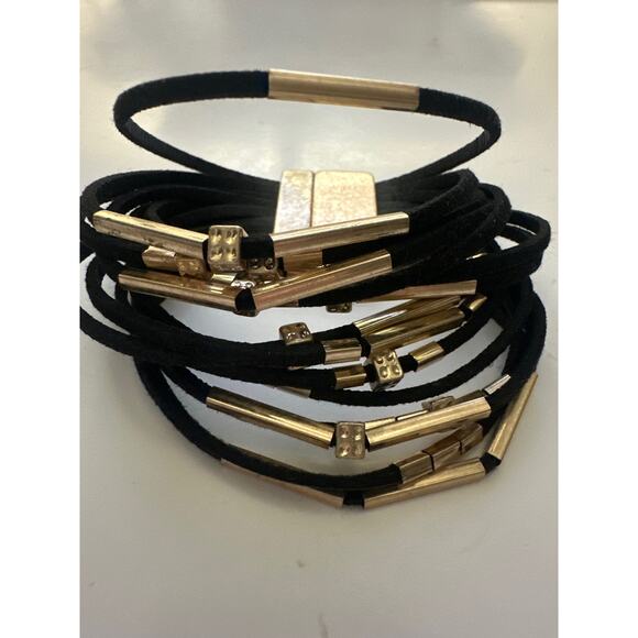 Black Leather Magnetic Wrap Bracelet | Comfortable | Easy on off style - Picture 4 of 4